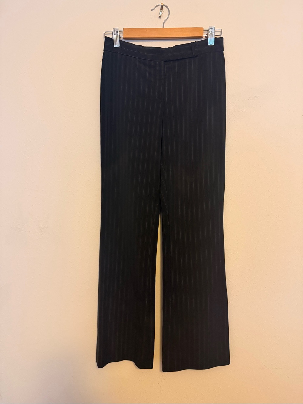 Elie Tahari Black Pinstripe Wide-Leg Trousers
